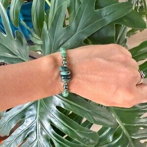 Turquoise - Green Aventurine - Hematite bracelet (one)